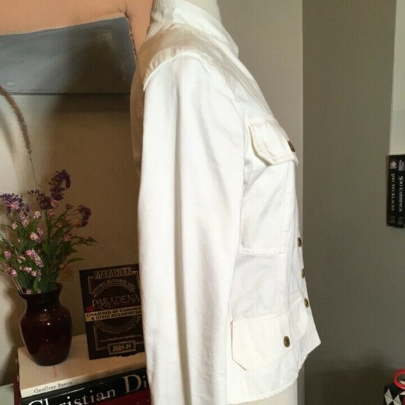 Jimmy Taverniti White Snap Front Military Jacket - Picture 5 of 12